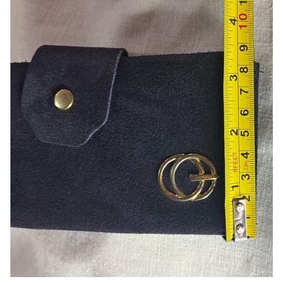 Vintage Black Suede Checkbook Cover — Gold “GG” Logo, Snap Closure - Picture 11 of 12